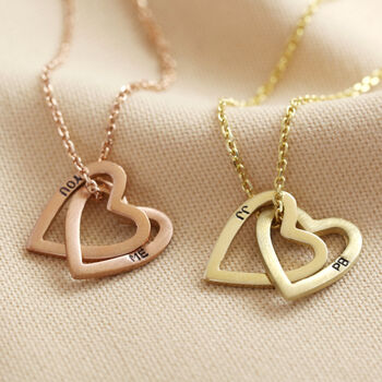 Personalised Solid Gold Interlocking Hearts Necklace, 2 of 6