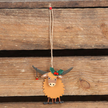 Christmas Highland Cow Coo Hanging Tree Decoration, 3 of 4
