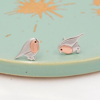 Robin Bird Stud Earrings In Sterling Silver, 2 of 12