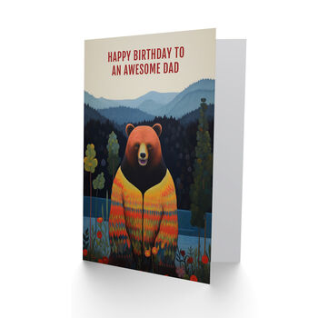 Awesome Hipster Cardigan Bear Dad Birthday Card, 2 of 4