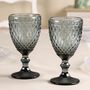 Set Of Four Smoked Grey Embossed Wine Goblets, thumbnail 4 of 9