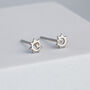 Sterling Silver Tiny Sun Stud Earrings, thumbnail 1 of 6