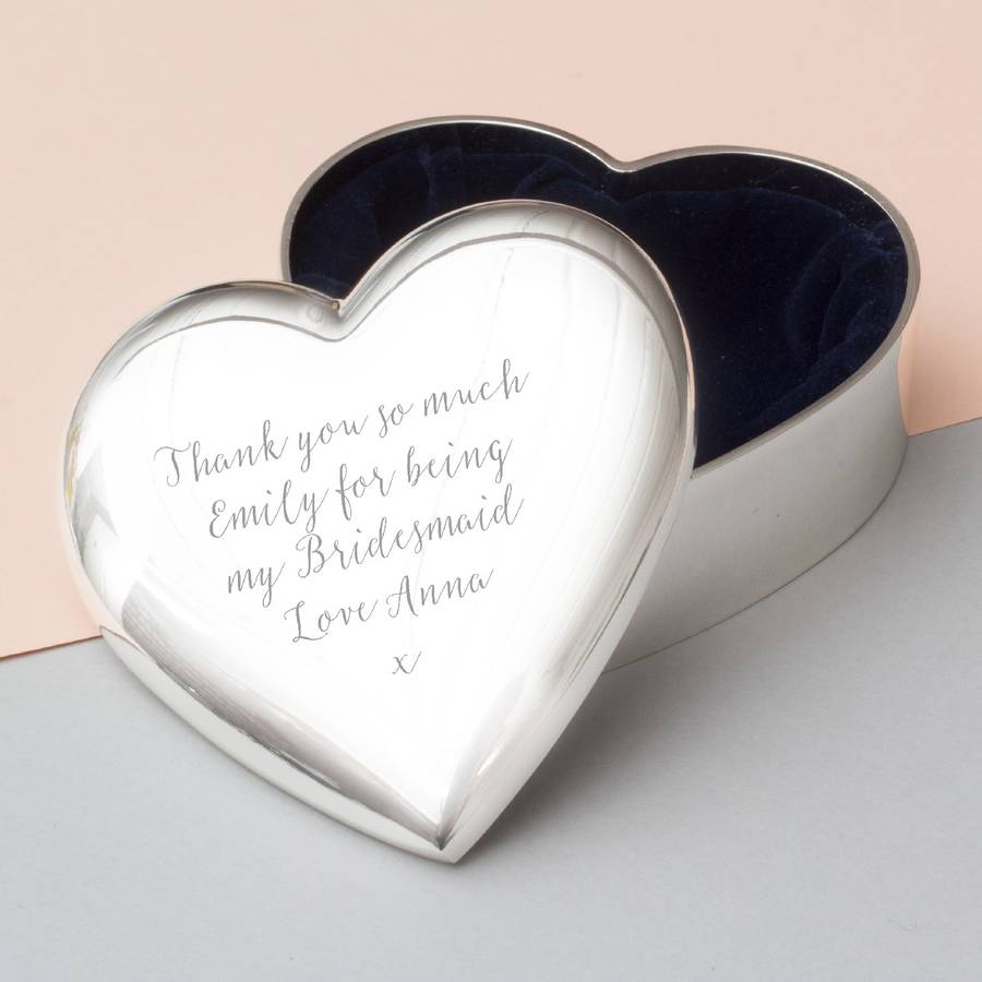 Personalised Silver Plated Heart Trinket Box By Bloom Boutique