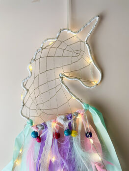 Pastel Unicorn Head LED Light Dream Catcher For Kids, 3 of 6