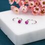 Ruby Pink Cz Crystal Huggie Hoop Earrings, thumbnail 4 of 11