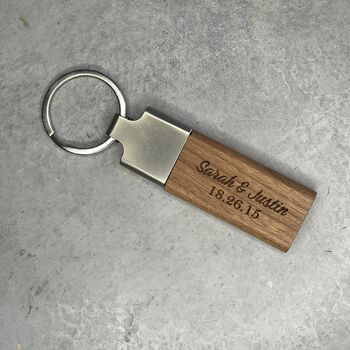 Personalised Wood And Metal Keyring, 2 of 6