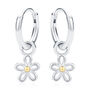 Sterling Silver Daisy Flower Charm Hoop Earrings, thumbnail 8 of 12