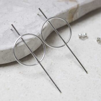 Sterling Silver Ring And Bar Stud Earrings, 5 of 9
