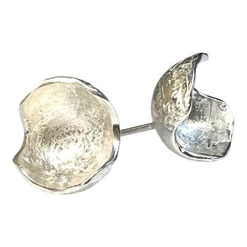 Organic Round Sterling Silver Stud Earrings, 2 of 5