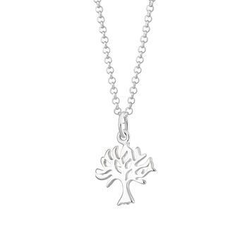 Tree Charm Necklace, Sterling Silver Or Gold Plated, 7 of 10