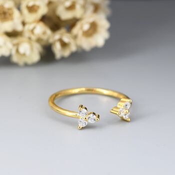 Sterling Silver Three Dot Cz Ring, 2 of 11