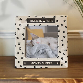 Personalised Pet Paw Print Ceramic 4x4 Frame, 2 of 4