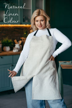 Personalised Linen Pottery Apron | Split Leg, 5 of 12