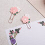 Pink Flower Paper Clip, Metal Paperclip, Bookmark Or Office Stationery, thumbnail 2 of 2