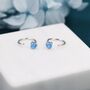 Aquamarine Blue Cz Crystal Huggie Hoop Earrings, thumbnail 2 of 10