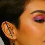 Hammered Bar Gold Plated Silver Ear Cuff Earrings, thumbnail 3 of 7