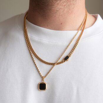 Silver Onyx Necklace Set For Men Chain And Pendant, 10 of 11