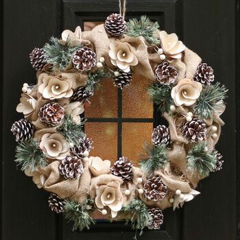 Natural Winter Roses Wreath, 4 of 6
