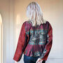 Ladies Red Silk Kantha Hand Stitched Jacket, thumbnail 3 of 5