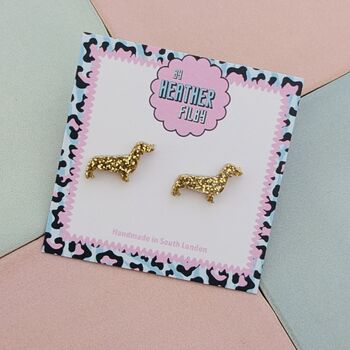 Sausage Dog Glitter Resin Studs, 6 of 12