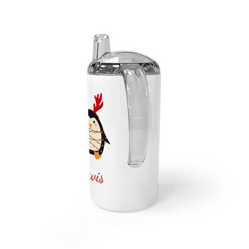 Personalised Christmas Penguin Kids Sippy Cup, 7 of 7