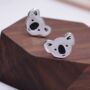 Koala Bear Stud Earrings In Sterling Silver, thumbnail 1 of 8