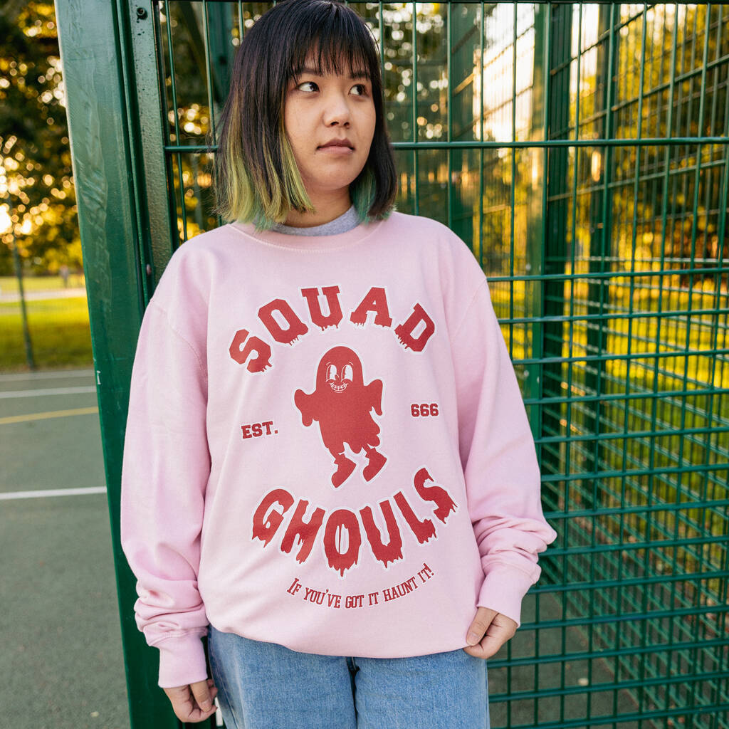 Squad Ghouls Women's Varsity Style Slogan Sweatshirt, 1 of 4