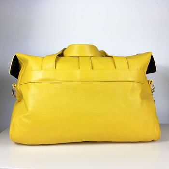 Personalised Handcrafted Yellow Leather Travel Bag, 4 of 8