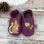 Personalised Embroidered Leather Squirrel Baby Shoes, thumbnail 2 of 7