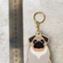 Pug Dog Wooden Keyring With Optional Christmas Card, thumbnail 8 of 8