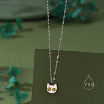 Sterling Silver Schrodinger's Cat Double Sided Pendant Necklace, 3 of 12