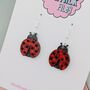 Lady Bug Glitter Earrings, thumbnail 3 of 4
