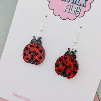 Lady Bug Glitter Earrings, 3 of 4
