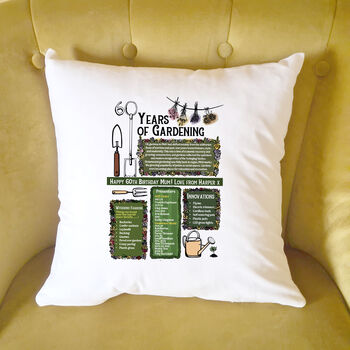 60 Years Of Gardening 60th Birthday Gift Cushion, 5 of 6
