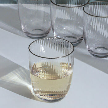 G Decor Set Of Four Ribbed Glasses With Silver Rim, 2 of 5