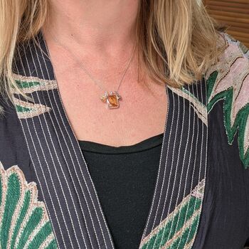 The Trio Citrine Necklace, Silver, 2 of 7