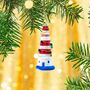 Glass Lighthouse Christmas Tree Decoration, thumbnail 1 of 3