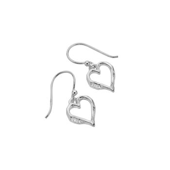 Silver Outline Heart Drop Earrings, 3 of 4