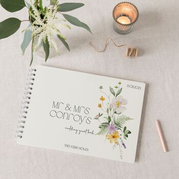 Personalised Dainty Summer Flowers Wedding Guest Book, 4 of 7