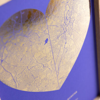 Metallic Foil Two Location Heart Map Print, 2 of 8
