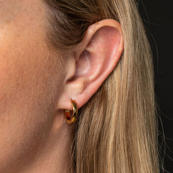 Small 18k Gold Plated Huggie Hoop Earrings, 2 of 5