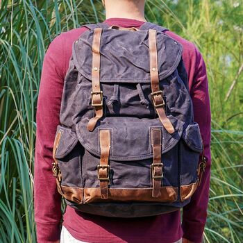 Vintage Look Waxed Canvas Backpack By EAZO | notonthehighstreet.com