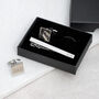 Personalised Silver Plated Tie Clip And Cufflink Set, thumbnail 7 of 12