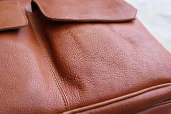 Tan Leather Briefcase Laptop Bag, 9 of 12