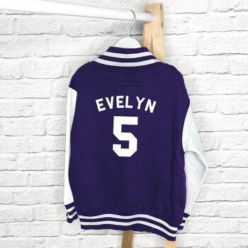 Personalised Kids Varsity Jacket With Name And Age, 3 of 6