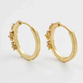 Gold Floral Wreath Hoop Earrings, 3 of 8