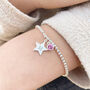 Sterling Silver Clasp Bracelet Personalised Mini Star And Birthstone, thumbnail 3 of 9