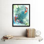 Japanese Koi Carp Fish Lilies Goldfish Wall Art Print, thumbnail 2 of 3