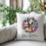 Personalised Dappled Silver Dachshund Summer Floral Dog Wreath Cushion And Mug Bundle, thumbnail 4 of 4