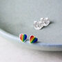 Sterling Silver Rainbow Enamel Heart Stud Earrings, thumbnail 3 of 7